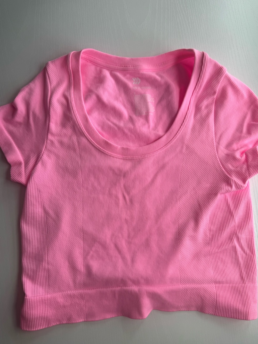 Pink Ribbed Scoop Neck Crop Top
